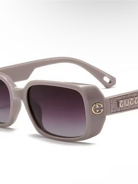 Gucci Square Oversized Sunglasses in Taupe with Gradient Purple Lenses